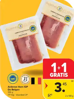 Carrefour De Belgen ardense ham IGP aanbieding