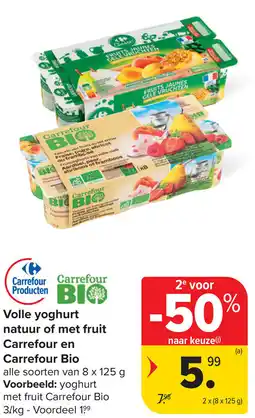 Carrefour Volle yoghurt natuur of met fruit carrefour en carrefour bio aanbieding