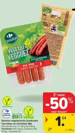 Carrefour Gamma vegetarische producten carrefour en carrefour bio aanbieding
