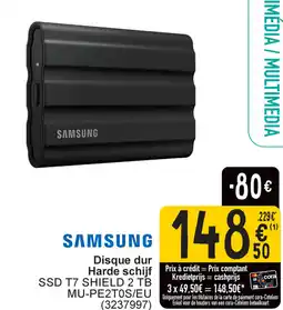 Cora Samsung harde schijf SSD T7 SHIELD 2 TB MU-PE2TOS/EU aanbieding