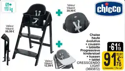 Cora Chicco progressieve kinderstoel + kussen + tablet cresscendo light aanbieding