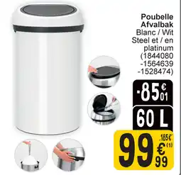 Cora Brabantia Afvalbak Blanc / Wit Steel et / en platinum aanbieding