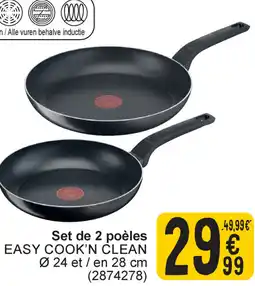 Cora Tefal set de 2 poèles easy cook'n clean aanbieding