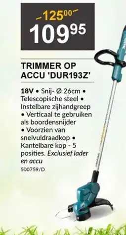 HandyHome Trimmer op accu DUR193Z aanbieding