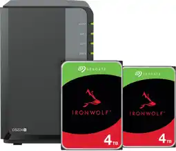Coolblue Synology DS224+ NAS + Seagate Ironwolf 4 To Lot de 2 aanbieding