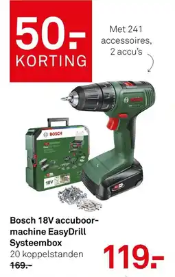 Karwei Bosch 18V accuboor- machine EasyDrill Systeembox aanbieding
