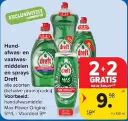 Carrefour Handafwas- en vaatwasmiddelen en sprays Dreft aanbieding
