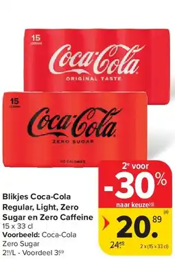 Carrefour Blikjes Coca-Cola Regular, Light, Zero Sugar en Zero Ca eine aanbieding