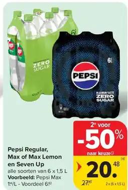 Carrefour Pepsi Regular, Max of Max Lemon en Seven Up aanbieding