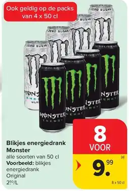 Carrefour Blikjes energiedrank Monster aanbieding