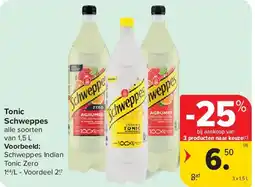 Carrefour Tonic Schweppes aanbieding