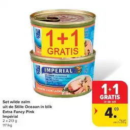 Carrefour Set wilde zalm uit de Stille Oceaan in blik Extra Fancy Pink Impérial aanbieding