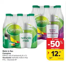 Carrefour Melk in fl es Campina aanbieding