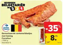 Carrefour Gemarineerde varkensribbetjes met honing Carrefour aanbieding