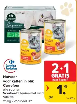 Carrefour Natvoer voor katten in blik Carrefo aanbieding