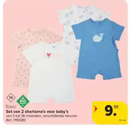Carrefour Set van 2 shortama’s voor baby’s aanbieding