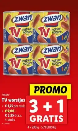Lidl Zwan TV worstjes GRATIS aanbieding