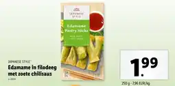 Lidl Japanese style edamame in filodeeg met zoete chilisaus aanbieding