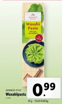 Lidl Japanese style wasabipasta aanbieding