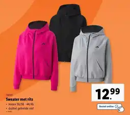 Lidl Crivit sweater met rits aanbieding