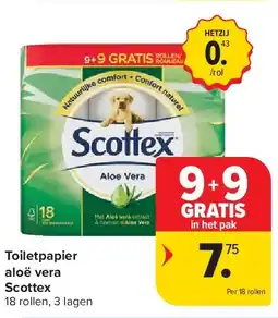 Carrefour Toiletpapier aloë vera Scottex aanbieding