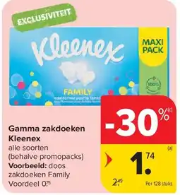 Carrefour Gamma zakdoeken Kleenex aanbieding