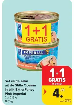 Carrefour Set wilde zalm uit de Stille Oceaan in blik Extra Fancy Pink Imperial aanbieding