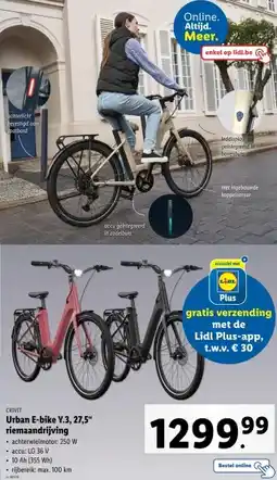 Lidl Urban E-bike Y.3, 27,5 riemaandrijving achterwielmotor: 250 W aanbieding