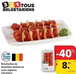 Carrefour Market Brochettes de boulettes barbecue avec oignons Carrefour aanbieding
