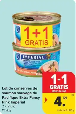Carrefour Market Pink imperial lot de conserves de saumon sauvage du pacifique extra fancy aanbieding