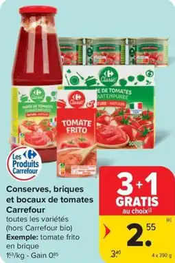 Carrefour Market Conserves, briques et bocaux de tomates Carrefour aanbieding