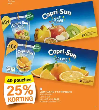 Albert Heijn Capri-Sun 40 x 0.2 literpakjes aanbieding