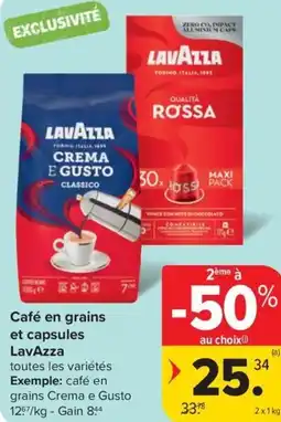 Carrefour Market LavAzza Café en grains et capsules aanbieding