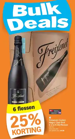 Albert Heijn Freixenet Cordon Negro Cava Brut 6 x 0.75 literflessen aanbieding