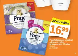 Albert Heijn Page toiletpapier compleet schoon 40 rollen of kussenzacht 32 rollen aanbieding