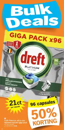 Albert Heijn Dreft Platinum all-in-one vaatwascapsules giga pack aanbieding