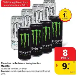 Carrefour Market Monster canettes de boissons énergisantes aanbieding