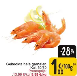 Cora Gekookte hele garnalen Kal. 60/80 aanbieding