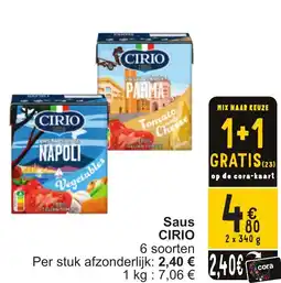 Cora Cirio saus aanbieding