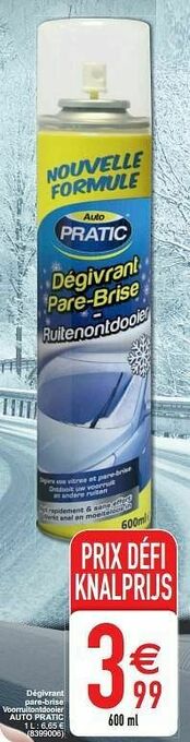Dégivrant pare-brise voorruitontdooier auto pratic