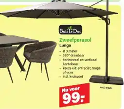 Van Cranenbroek Bois le Duc Zweefparasol Lunga aanbieding