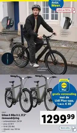 Lidl Urban E-Bike X.3, 27,5 riemaandrijving aanbieding