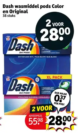 Kruidvat Dash wasmiddel pods Color en Original aanbieding