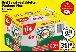 Kruidvat Dreft vaatwastabletten Platinum Plus Lemon aanbieding