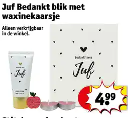 Kruidvat Juf Bedankt blik met waxinekaarsje aanbieding