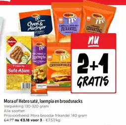 Jumbo Mora of Hebro saté loempia en broodsnacks aanbieding
