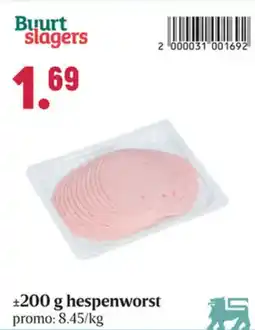 Buurtslagers Hespenworst aanbieding