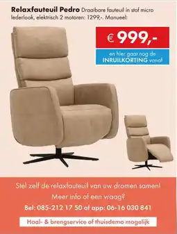 Woonsquare Relaxfauteuil Pedro aanbieding