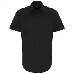 Decathlon Heren Poplin Stretch Overhemd met Korte Mouwen (Zwart) aanbieding
