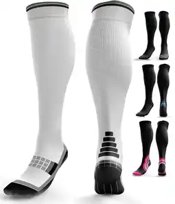 Decathlon Compressiekousen voor dames en heren (20-30 mmHg klasse 2) (wit/zwart, SM) aanbieding